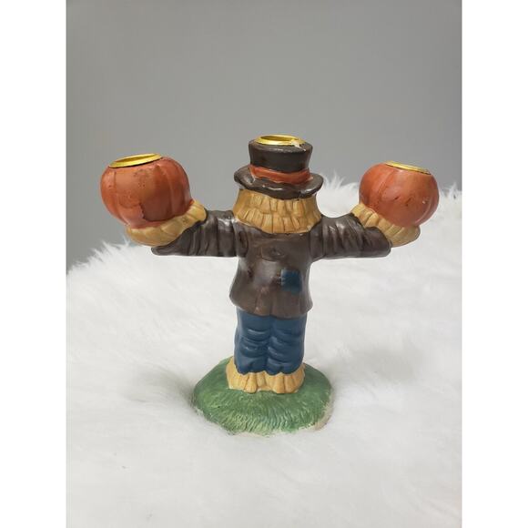 Vintage Scarecrow Halloween Spooky Candolier‎ Candle Holder Decor Retro Pumpkin - Picture 9 of 9